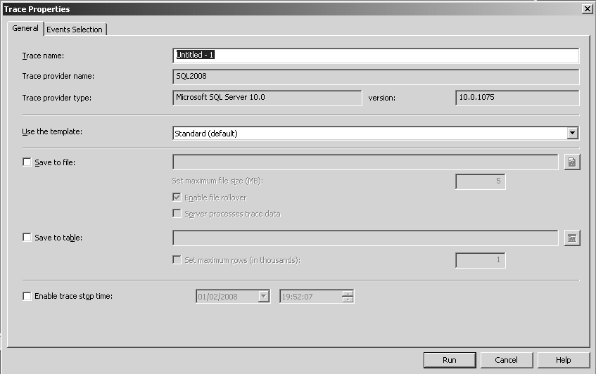 Figure 5.4 – premier onglet du profiler